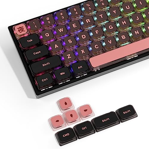 dagaladoo XVX 125 Keys Low Profile Sakura Pudding keycaps，Dye Sublimation PBT Keycap,Transparent keycaps,Suitable for most60% 65% 70% 100% Cherry Gateron MX Switches Mechanical Keyboard