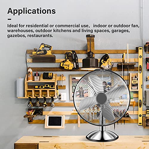 Simple Deluxe 12 Inch Stand Fan, Horizontal Ocillation 75°, 3 Settings Speeds, Low Noise, Quality Made Durable Fan, High Velocity, Heavy Duty Metal For Industrial, Commercial, Residential, Silver