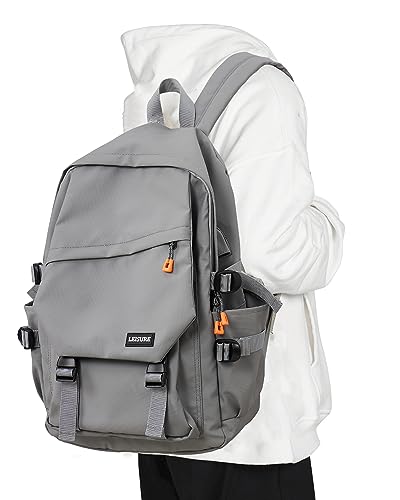 coowoz College Backpack Waterproof Black College Bags For Women Lightweight Travel Rucksack Casual Daypack Laptop Backpacks For Men Women (Grey S)