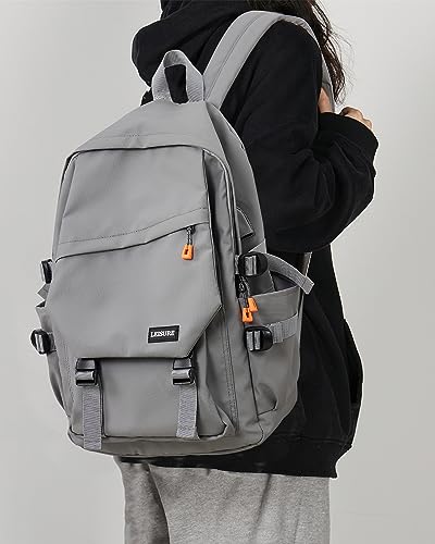 coowoz College Backpack Waterproof Black College Bags For Women Lightweight Travel Rucksack Casual Daypack Laptop Backpacks For Men Women (Grey S)