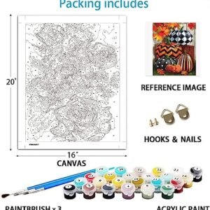 Eiazuiks Paint by Number for Adults. Thanksgiving Paint by Numbers for Adults Beginner Drawing Paintwork with 3 Paintbrushes Paint Canvas Oil Painting Fall 16” x 20”