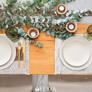 Fexia Boho Placemats Set of 6, Macrame Table Decor and Farmhouse Style Placemats Natural Cotton Burlap, for Dining Table Kitchen