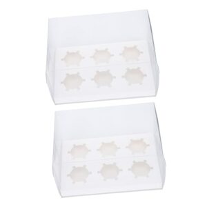 SOLUSTRE Cup Cake Paper Cup 2pcs Packaging Boxes Cupcake Box Mini Muffins Clear Container Mini Paper Cups Cheesecake Holder Containers Clear Cupcake Holder Tart Boxes Cupcake Boxes Fine