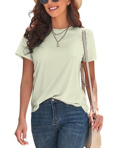 kevamolly basic light green t shirts for women upf 50+ short sleeve casual solid summer tops trendy solid loose fit tshirt l