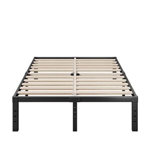 cleaniago california king bed frame, 3“ wide wooden slats support for mattress, 18 inch high rised, no box spring needed platform, noise free, easy assembly