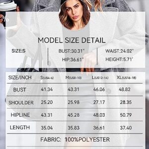 BTFBM Women's 2023 Fuzzy Fleece Winter Coat Lapel Long Sleeve Button Down Warm Faux Fur Outwear Sherpa Jacket Cardigan(Solid Light Grey, Small)