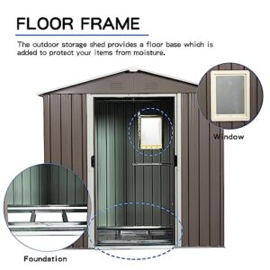 FRANSOUL 8ft x 4ft Outdoor Storage Shed with Lockable Sliding Doors,Metal Tool Shed with Anchorsï¼ŒHooks and Shelf, Garden Shed Organizer for Yard Patio Lawn Deck,Easy to Assemble,Gray