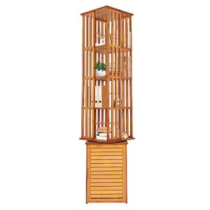 kensyuint 360° rotating bookshelf,6-tier corner bamboo book shelf,storage display stand upright bookshelf organization,for living room,balcony,office, sitting room,corridor (brown)