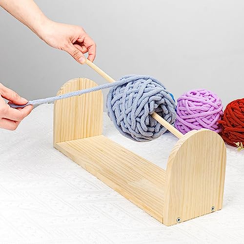 Vaveren Yarn Ball Holder Crocheting Yarn Ball Winder Craft Supplies Wooden Crochet Yarn Threading Holder for Macrame Sewing Sweaters Knitting Hats, 40cmx12cmx15cm