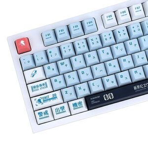 gekucap custom keycaps, 143 keys blue japanese keycaps, dye sublimation key caps cherry profile pbt keycaps set fit for 61/64/104/68/87/108 custom mechanical gaming keyboard