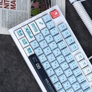 GEKUCAP Custom Keycaps, 143 Keys Blue Japanese Keycaps, Dye Sublimation Key Caps Cherry Profile PBT Keycaps Set Fit for 61/64/104/68/87/108 Custom Mechanical Gaming Keyboard