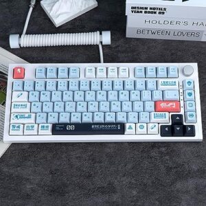 GEKUCAP Custom Keycaps, 143 Keys Blue Japanese Keycaps, Dye Sublimation Key Caps Cherry Profile PBT Keycaps Set Fit for 61/64/104/68/87/108 Custom Mechanical Gaming Keyboard