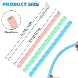 Silicon Replacement Straws for Owala FreeSip 19oz 24oz 32oz Water Bottle, 3pcs Reusable Straws with Cleaning Brush for Owala Insulated Water Bottle 24oz 32oz and Flip 25oz, Bottle Accessories