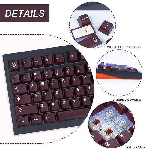 GEKUCAP Custom Keycaps, 121 Keys Red Translucent Keycaps, Double Shot ABS Keycaps, Cherry Profile Keycaps Set for Gaming Keyboard Cherry MX Switches Mechanical Keyboard 61/87/104/108 (Red)