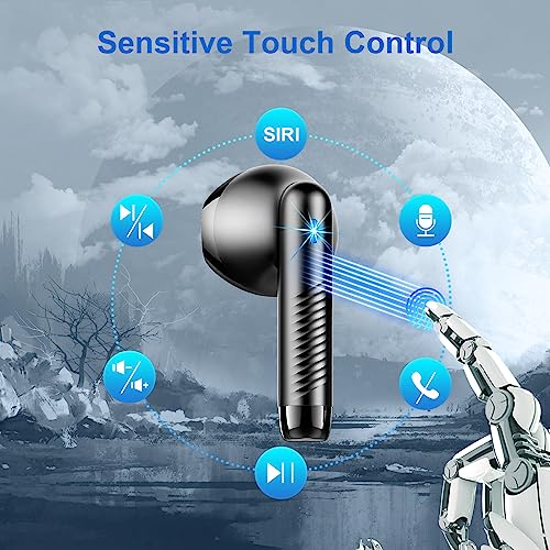 Wireless Earbud Bluetooth 5.3 Headphones 40H Playtime Earphones with HD Dou-Mic, Sports Bluetooth Headphones with Digital LCD Display, IP7 Waterproof Headphones Noise Cancelling Earbud Touch Control