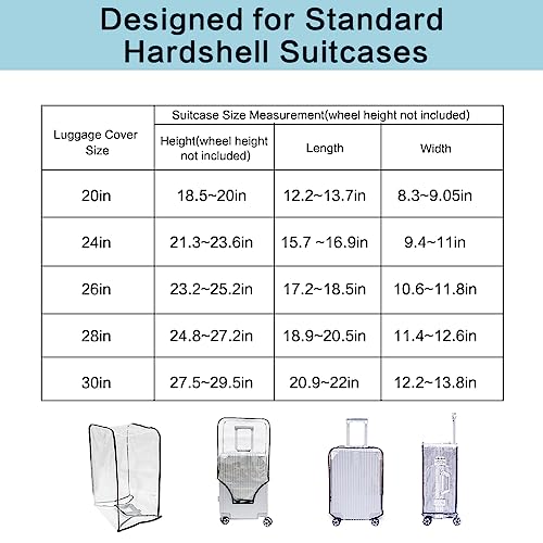 MOTTDAM Clear PVC Suitcase Cover Luggage Protector, 24 Inch Clear Luggage Cover Waterproof, Designed for Wheeled Hardshell Suitcases (24 Inch)