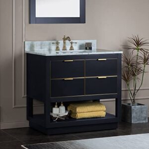 Woodbridge Venice-3621-Grey-G+ CAVT3722-8 Vanity with top, 37"x22", Grey with Gold Trim