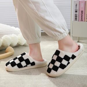 Irisgirl Checkered Slippers For Women Men Fashion Fuzzy Slippers Winter Cozy Soft For Indoor Outdoor Slippers