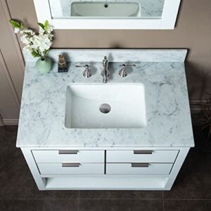 Woodbridge Venice-4221-White-BN+ CAVT4322-8 Vanity with top, 43"x22", White with Brushed Nickel Trim