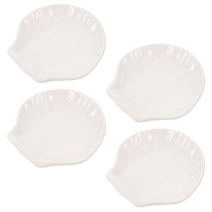 coffee container ceramic tea bag holder 4pcs white porcelain shell-shaped tea bag coasters spoon rests teabag storage holder tray saucer snack seasoning dish coffee tray