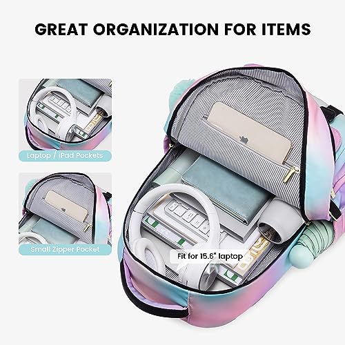 LOVEVOOK Cute Backpack Purse for 14-16 Year Olds, Fit 15.6 Inch Laptop Fashion Backpack for Women, Lightweight Waterproof Casual Backpack for College Essential, Durable Travel Daypack, Tie Dyed