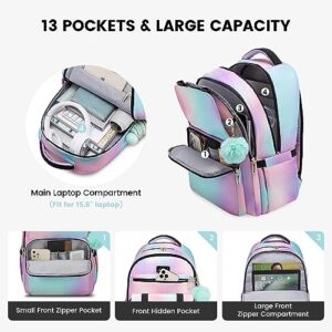 LOVEVOOK Cute Backpack Purse for 14-16 Year Olds, Fit 15.6 Inch Laptop Fashion Backpack for Women, Lightweight Waterproof Casual Backpack for College Essential, Durable Travel Daypack, Tie Dyed