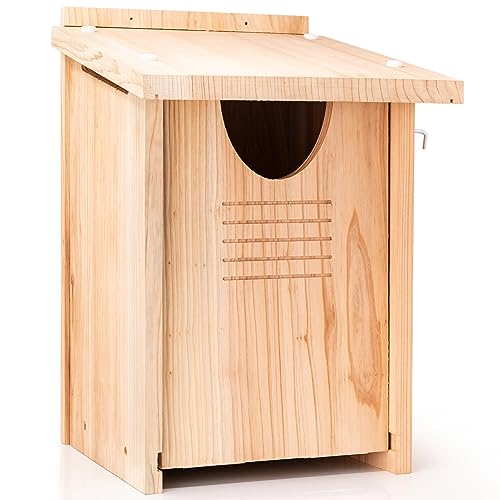 WHITEHORSE Large Cedar Owl House - Premium and Weatherproof Design - 16" x 12" x 11" - A Nesting Box for Screech Owls, Northern Pygmy, Kestrel and Other Species