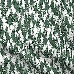 Spoonflower Fabric - Forest Woodland Woods Rustic Camping Trees Pine Evergreen Printed on Petal Signature Cotton Fabric Fat Quarter - Sewing Quilting Apparel Crafts Decor