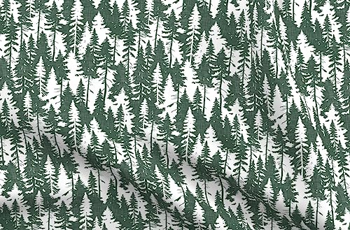 Spoonflower Fabric - Forest Woodland Woods Rustic Camping Trees Pine Evergreen Printed on Petal Signature Cotton Fabric Fat Quarter - Sewing Quilting Apparel Crafts Decor