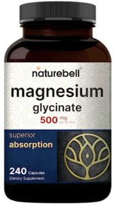 magnesium glycinate capsules 500mg | 240 count, 100% chelated & purified, 3rd party tested, non-gmo & gluten free