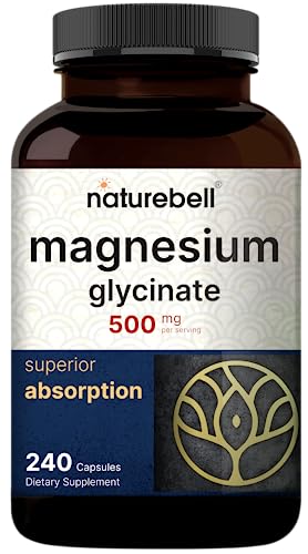 Magnesium Glycinate Capsules 500mg | 240 Count, 100% Chelated & Purified, 3rd Party Tested, Non-GMO & Gluten Free