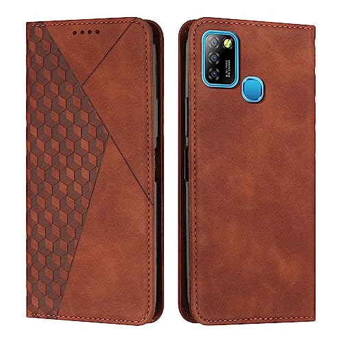 Flip Cases Smartphone Compatible with Infinix Hot 10 Lite Wallet Leather Case for Cell Phone Magnetic Suction Cup Case for Cell Phone Card Slot Stand Flip Phone Case Compatible