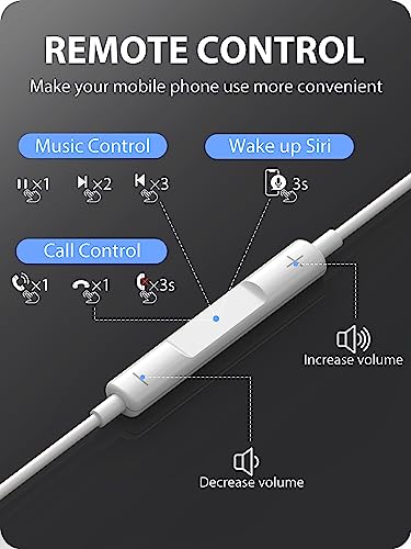 2 Packs - iPhone Earbuds with Lightning Connector [No Bluetooth Required] Headphones Wired for iPhone,[MFi Certified] Built-in Mic & Volume Control, Earphones Compatible with iPhone 14/13/12/SE/11/X