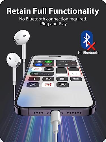 2 Packs - iPhone Earbuds with Lightning Connector [No Bluetooth Required] Headphones Wired for iPhone,[MFi Certified] Built-in Mic & Volume Control, Earphones Compatible with iPhone 14/13/12/SE/11/X