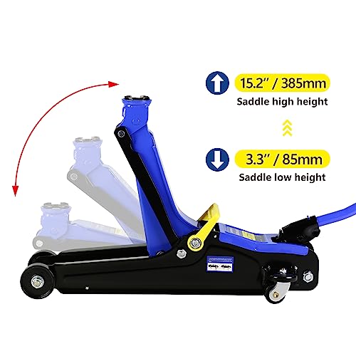 Blue Low Profile Floor Jack, Hydraulic Trolley Racing Floor Jack w/Piston Quick Lift Pump - 2 Ton Capacity, Strong Steel Floor Jack with 3.3''~15.2'' Lifting Range Height