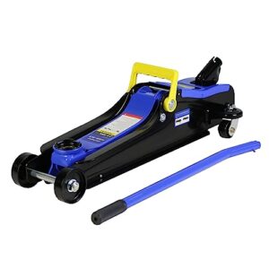 Blue Low Profile Floor Jack, Hydraulic Trolley Racing Floor Jack w/Piston Quick Lift Pump - 2 Ton Capacity, Strong Steel Floor Jack with 3.3''~15.2'' Lifting Range Height