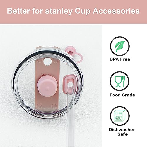 Straw Cover Spill Stopper Set Compatible with Stanley Cup 40 oz 30 oz Quencher H1.0, 2 Silicone Straw Cover Cap, 2 Square Spill Stopper and 2 Round Leak Stopper for Stanley Tumbler Accessories