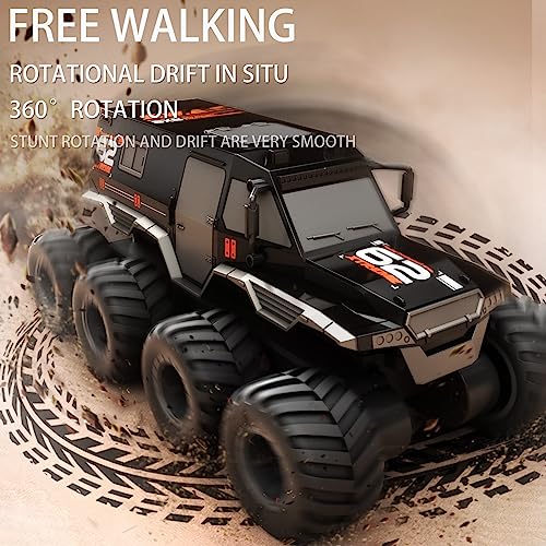 1：12 Scale 8WD Amphibious RC Truck, 2.4G Offroad Waterproof Large Remote Contorl Car for Boys 4-12 , All Terrain RC Car Toys For 7 8 9 10 11 12 Year Old Boys/Girls 4+, Gift Birthday Chirstams-Black