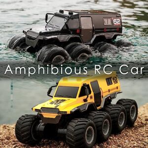 1：12 Scale 8WD Amphibious RC Truck, 2.4G Offroad Waterproof Large Remote Contorl Car for Boys 4-12 , All Terrain RC Car Toys For 7 8 9 10 11 12 Year Old Boys/Girls 4+, Gift Birthday Chirstams-Black