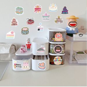 106Pcs Happy Birthday Cake Stickers Pink Birthday Party Cake Stickers Waterproof Decals for Teens Girls Boys Kids Waterproof Vinyl Stickers for Laptop Tablet Phone Hydroflasks Water Bottle (Happy Birthday Cake)