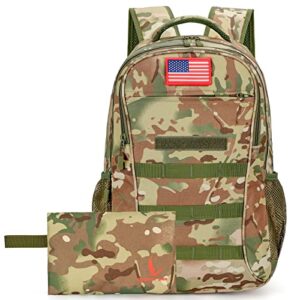 camo backpack for men,army military boys backpack for school with pen bag,40l waterproof day pack for outdoor travel camping