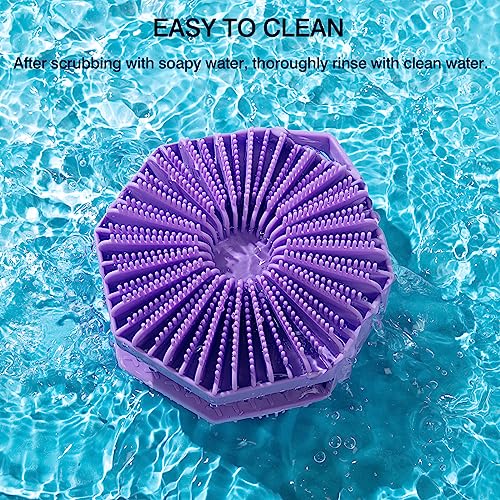 iTokGok® 2 in 1 Silicone Body Scrubber, Dual-Sided Design Body Brush Silicone Body Scrubber Exfoliating Body Brushes for Sensitive Skin for Showering, Lathers Well - Light Purple