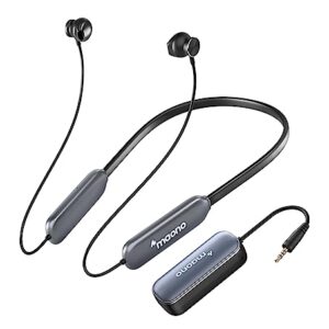 MAONO Wireless Neckband Headphones, WH30 Semi-in-Ear Monitor Earbuds with 3.5MM Transmitter, Dual Mode 2.4G/BT 5.3 Stable Wireless Transmission Light Weight 12Hrs Playtime