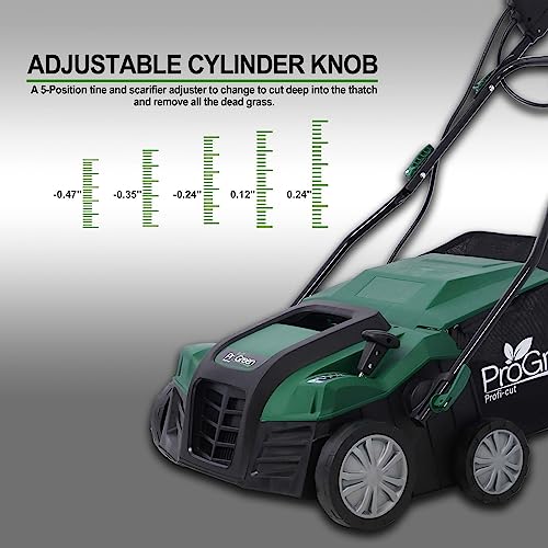 2 in 1 Walk Behind Scarifier, Garden Scarifier, 16INCH Dethatcher Corded Electric Scarifier, 15 Amp Electric Lawn Dethatcher, Removable Collection Bag Extra Large 58QT