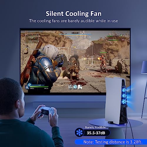 NexiGo PS5 Silent Enhanced Cooling Fan with Adjustable Speed, [Low Noise], [Auto Power On/Off], with USB 3.0 Port, Efficient Cooling System for Both Disc and Digital Editions