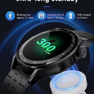 Smart Watch for Men with Bluetooth Call, Activity Fitness Tracker Blood Oxygen Heart Rate Sleep Monitor Pedometer,1.39" DIY HD Screen 100+ Sport Modes, 5ATM Waterproof iOS Android Smartwatch Black