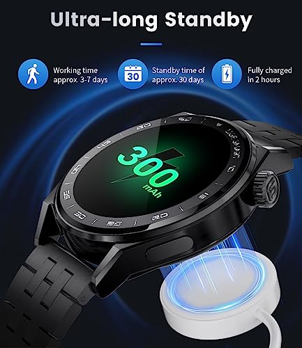 Smart Watch for Men with Bluetooth Call, Activity Fitness Tracker Blood Oxygen Heart Rate Sleep Monitor Pedometer,1.39" DIY HD Screen 100+ Sport Modes, 5ATM Waterproof iOS Android Smartwatch Black