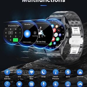 Smart Watch for Men with Bluetooth Call, Activity Fitness Tracker Blood Oxygen Heart Rate Sleep Monitor Pedometer,1.39" DIY HD Screen 100+ Sport Modes, 5ATM Waterproof iOS Android Smartwatch Black