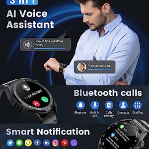 Smart Watch for Men with Bluetooth Call, Activity Fitness Tracker Blood Oxygen Heart Rate Sleep Monitor Pedometer,1.39" DIY HD Screen 100+ Sport Modes, 5ATM Waterproof iOS Android Smartwatch Black