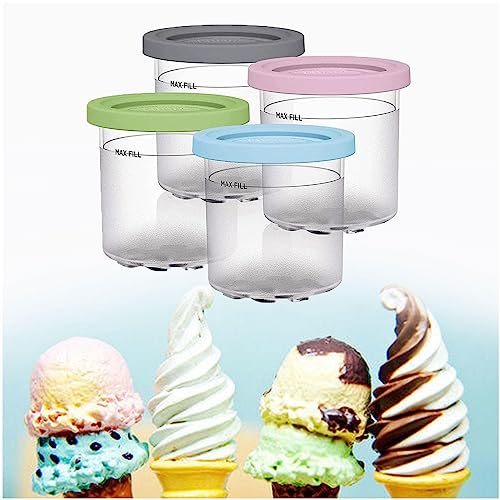 DISXENT Creami Pints, for Ninja Creami Pints 4 Pack, Ice Cream Pints Dishwasher Safe,Leak Proof Compatible NC301 NC300 NC299AMZ Series Ice Cream Maker